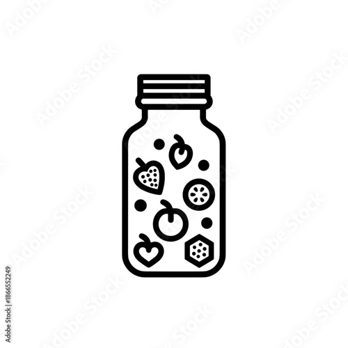 Fruit-infused water jar with sliced fruits and berries inside  