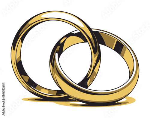 Intertwined Wedding Rings - Gold Duotone Vector