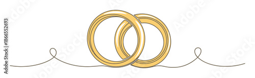 Intertwined Wedding Rings - Gold Line Art
