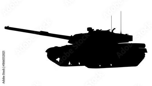 Silhouette of a military tank isolated on white background, Vector