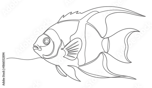 Tropical Fish Line Art - Minimalist Aquarium Illustration