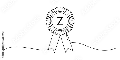 A simple line drawing of a rosette award with the letter z Vector, illustration
