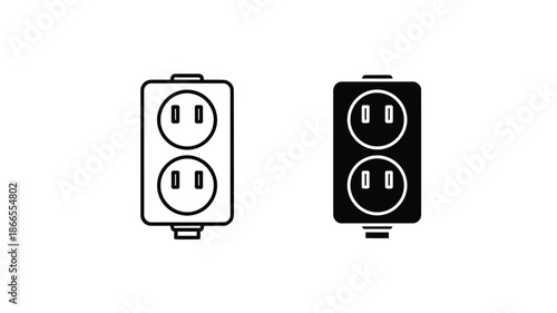 Two electrical outlets in black and white a minimalist silhouette