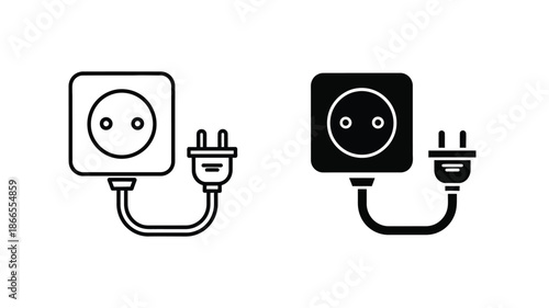Two electrical outlet icons one light and one dark a striking silhouette
