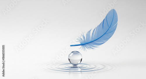 feather on blue background