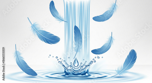 blue feather on blue background