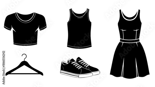 Basic fashion essentials isolated on white background, Vector