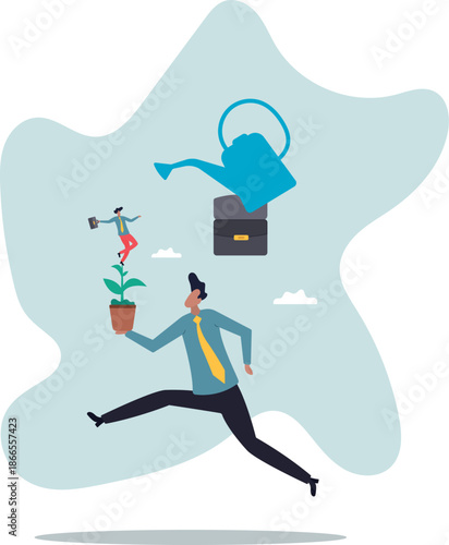 Career growth development, human resources motivate talent for job promotion, growing employee,about a man and his life.