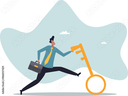 Business key success, solution to unlock career opportunity, aspiration or motivation to success,about a man and his life.