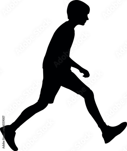 a boy walking body silhouette vector