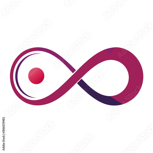 Title: A stylized infinity symbol with a gradient of red and purple tones in a