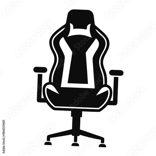Title: A black and white line of a modern office chair with a backrest and five-star base