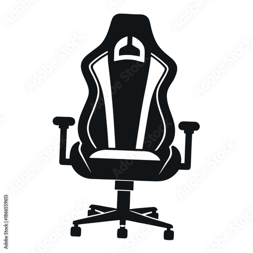 Title: Black ergonomic office chair with backrest and armrests on a white background