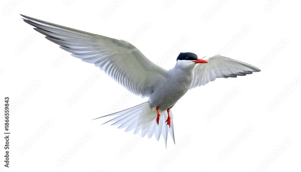 Obraz premium Arctic Tern in Flight Isolated White Background.