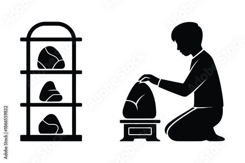 Suiseki Scholar Stone Collecting and Viewing Stone Hobby Icons