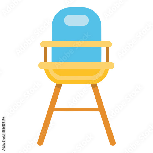 Title: A colorful of a chair with a blue seat and yellow legs and armrests