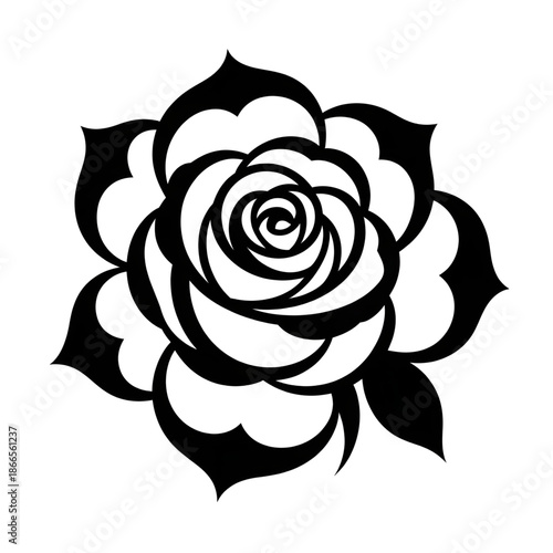 Romantic Rose Silhouette Botanical Design
