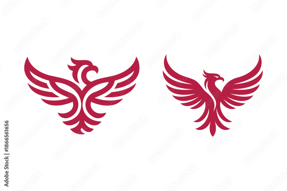 Obraz premium Two Stylized Red Phoenix Logos