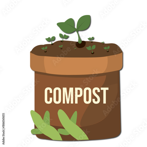 Organic Compost Planter Illustration