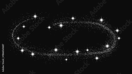 Silver glittering confetti wave and stardust