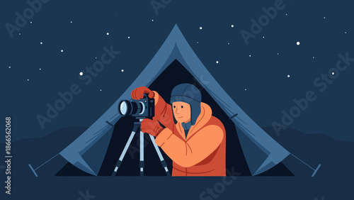 Capturing Night's Majesty Photographer Under Starry Skies Camping Adventure