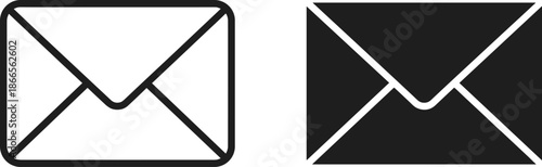 Email envelope icons in outline and solid styles representing digital messaging communication inbox symbols isolated vector illustration design set pack