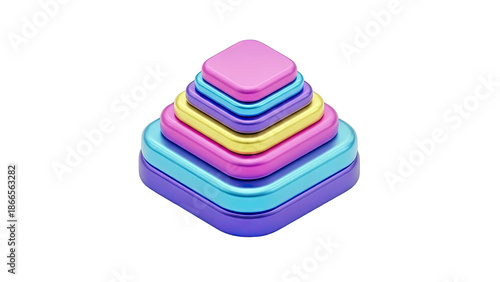 Stacked Square Shapes with Rounded Corners in Pastel Colors