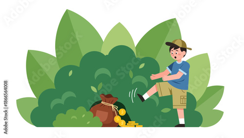 Boy Stumbles Upon Hidden Treasure In The Woods During Outdoor Adventure