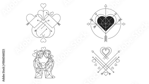 Cupid's Arrow and Heart Motifs: Love and Romance Iconography in Geometric Designs