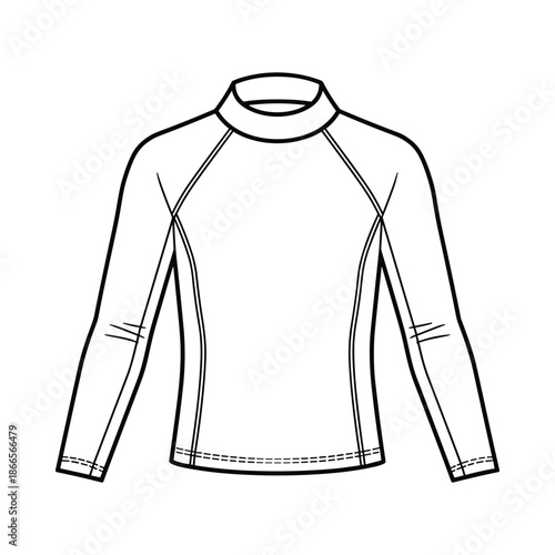 Technical Drawing of a Long Sleeve Turtleneck Shirt