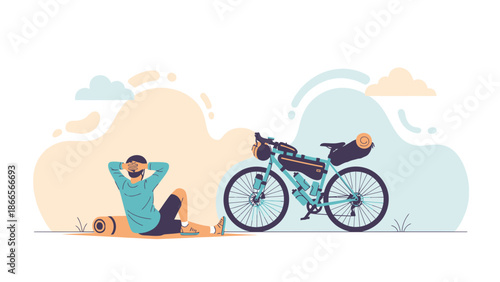 Bike Touring Adventure Enjoying The Outdoors After Long Ride Journey