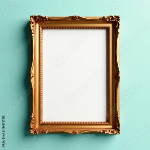 Gold painted wooden picture frame, simple style, frame, gold paint