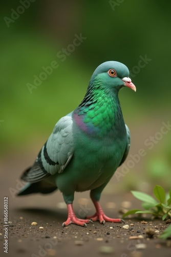 Green pigeon in natural habitat, vibrant plumage, avifauna, conservation