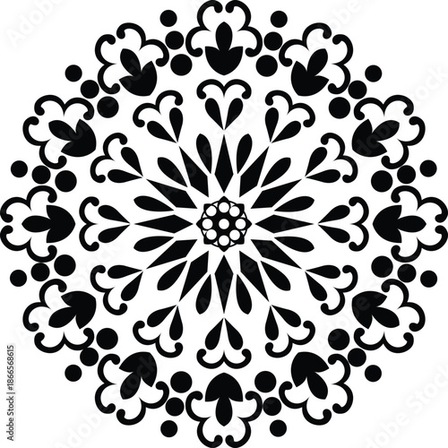 Seamless floral mandala outline pattern.