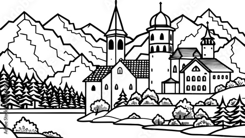 Very beautiful scenic Bavarian village in southern Germany, nestled between two alpine lakes, offering peaceful nature, fresh mountain air, and postcard-worthy rural landscapes.