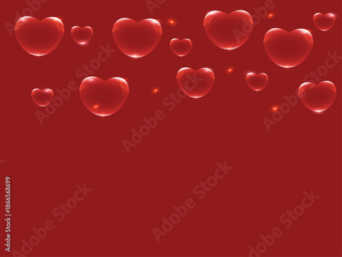 Vector illustration. Valentine's Day, love banner, red hearts, romantic card