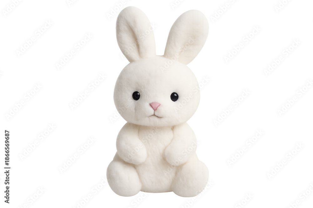 Fototapeta premium White bunny plush toy illustration for childhood innocence