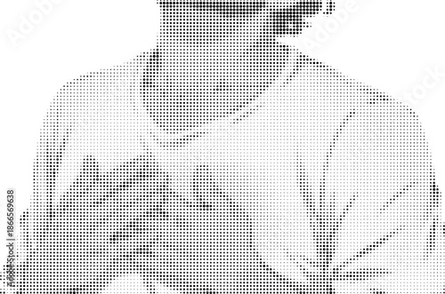 Man suffering from chest pain and coughing, indicating respiratory illness or discomfort halftone texture effect vector