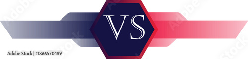 versus vs badge competition graphic navy blue hexagon opposing arrows battle comparison symbol isolated on white background.