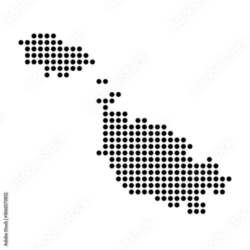 Malta country dotted map. Black spot pixel illustration isolated on white background. Vector circle mosaic.