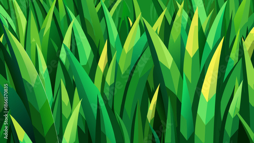 Vibrant Green Grass Blades with Subtle Yellow Highlights