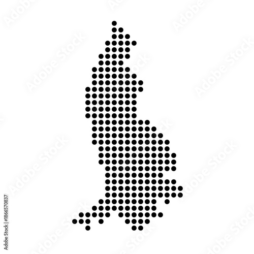 Liechtenstein country dotted map. Black spot pixel illustration isolated on white background. Vector circle mosaic.