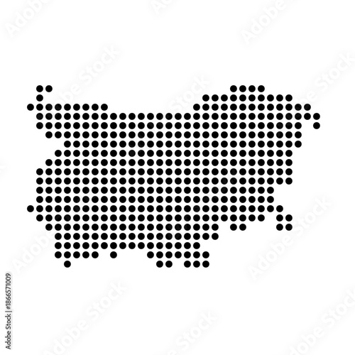 Bulgaria country dotted map. Black spot pixel illustration isolated on white background. Vector circle mosaic.