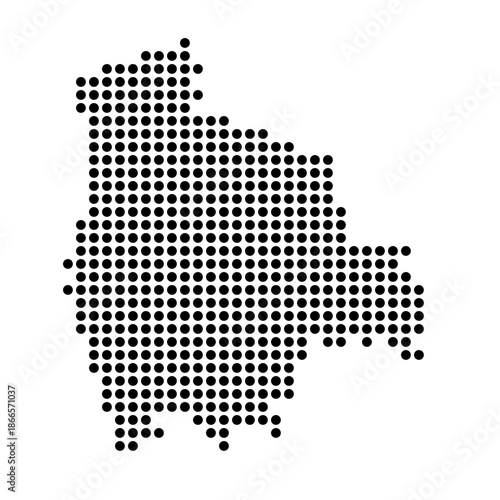 Bolivia country dotted map. Black spot pixel illustration isolated on white background. Vector circle mosaic.