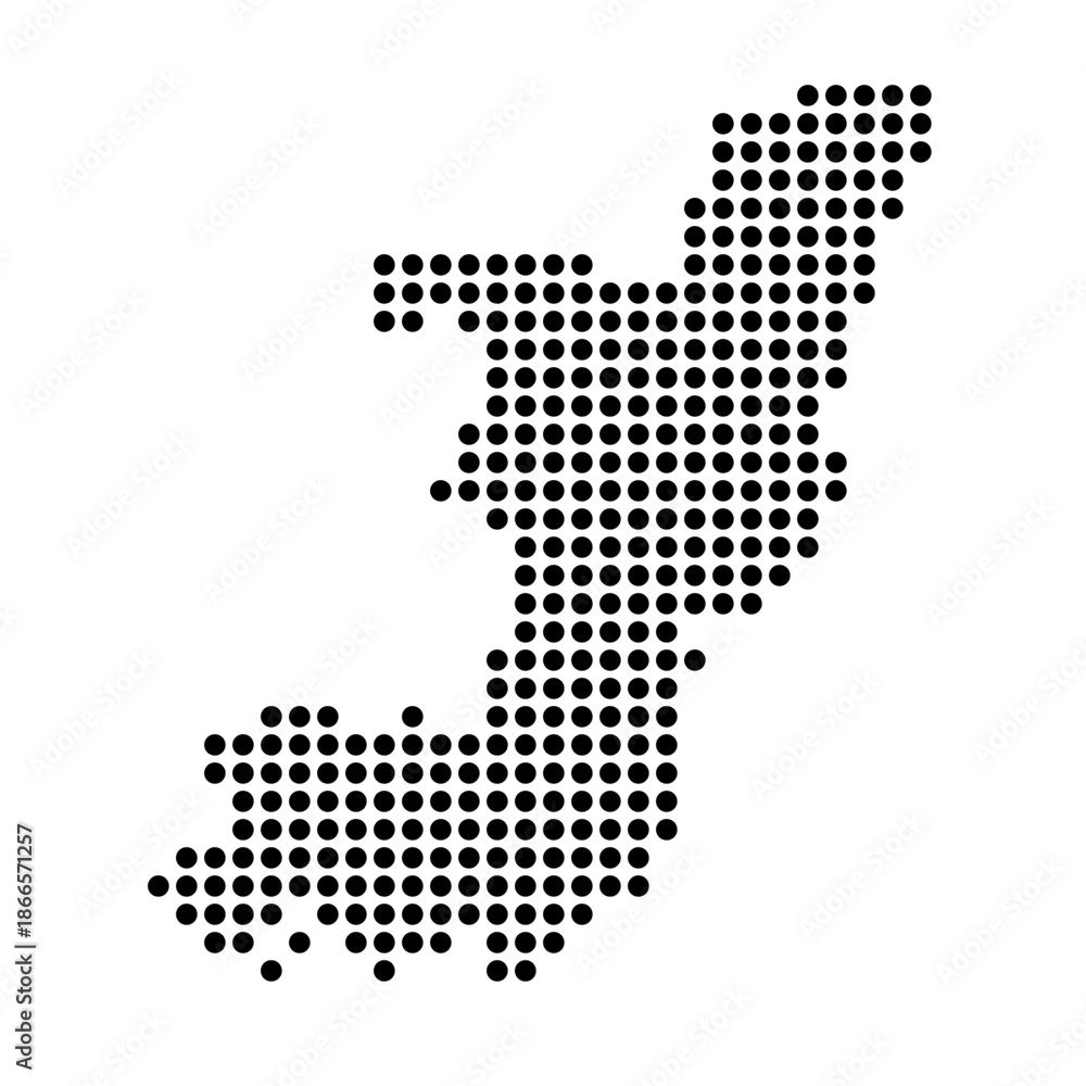 Obraz premium Republic of the Congo country dotted map. Black spot pixel illustration isolated on white background. Vector circle mosaic.