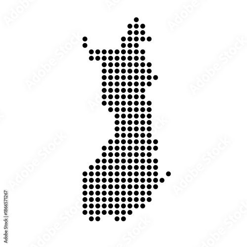 Finland country dotted map. Black spot pixel illustration isolated on white background. Vector circle mosaic.