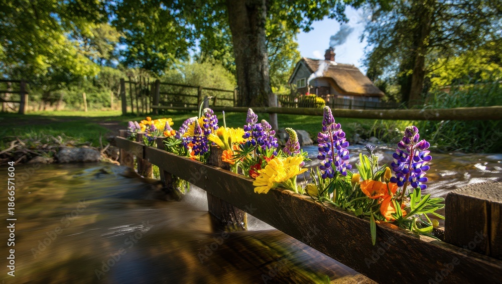 Fototapeta premium Idyllic Cottage Garden Scene