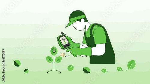 Agricultural Technology Farmer Using Smartphone for Precision Farming Solution