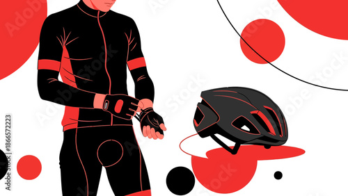 Athlete Preparing For A Cycle Ride Wearing Stylish Apparel And Protective Gear