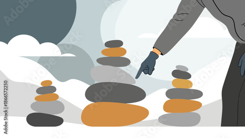 Analyzing Stone Pyramids Man Points to One Creative Concept Development Idea